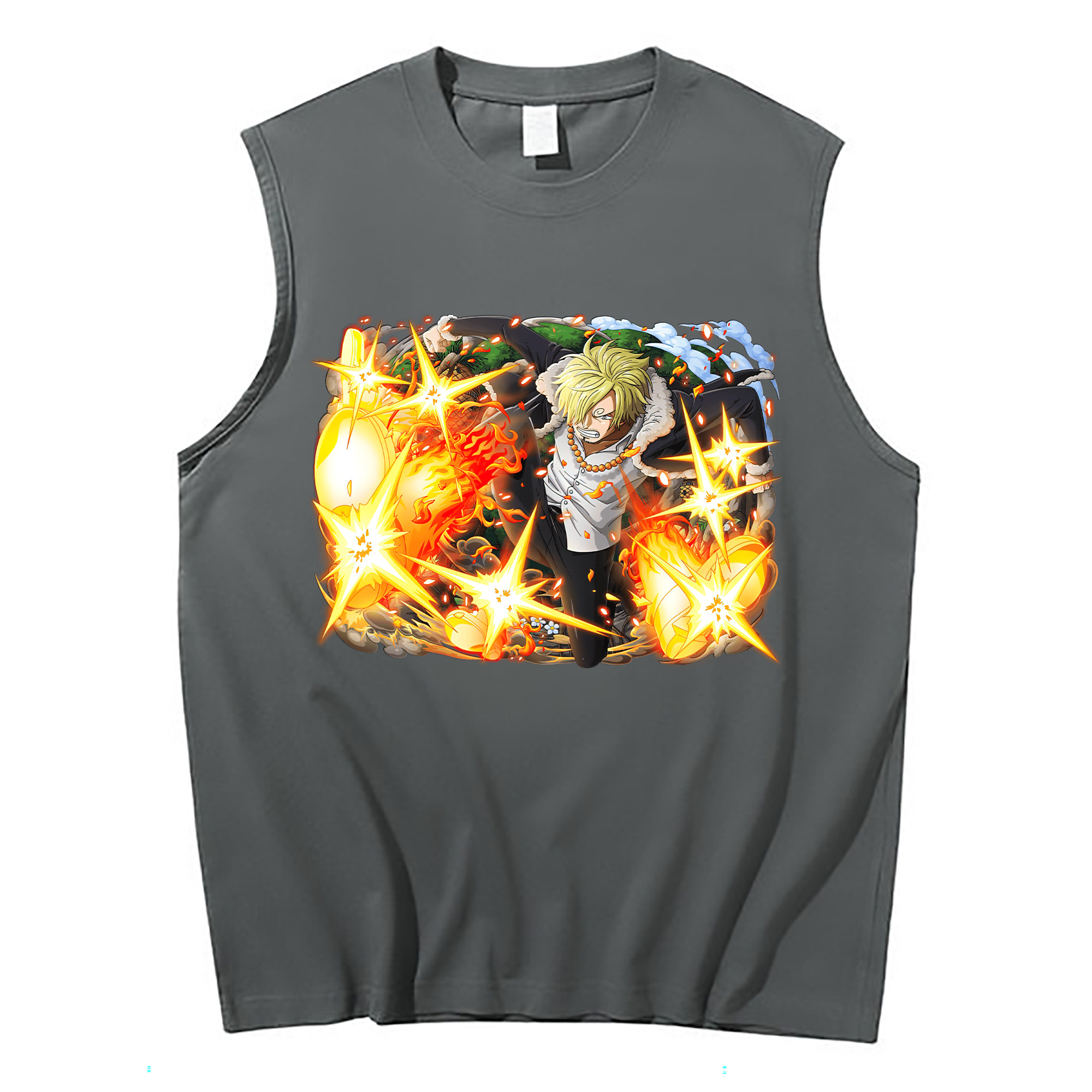 （画像用） ワンピース サンジ ONE PIECE Sanji コットン100％タンクトップ（フロントプリント）